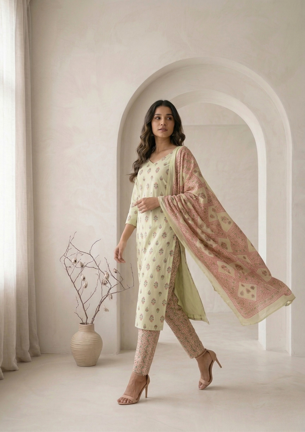 Tea-Green Kalam Set
